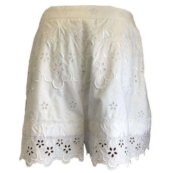 SIMONE ROCHA WHITE COTTON EYELET SHORTS - Picture 3 of 6